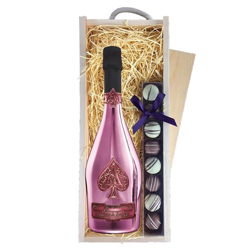 Armand de Brignac Brut Rose NV 75cl & Truffles, Wooden Box